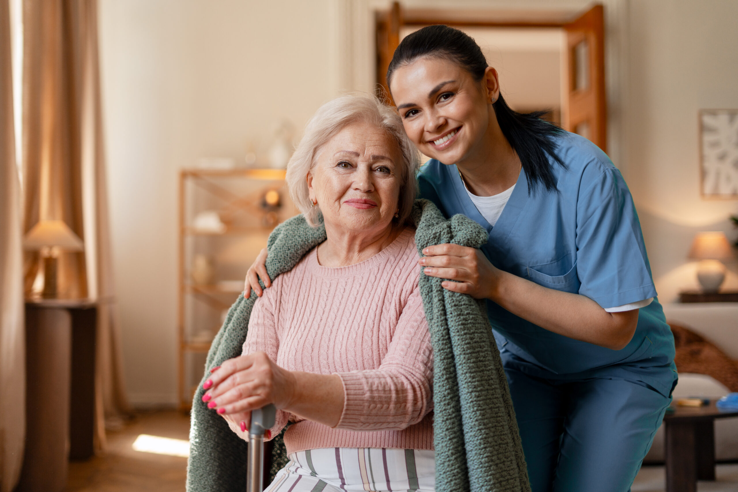 Companion care in Ham Lake, MN, with a friendly companion caregiver providing conversation, emotional support, and daily assistance to an elderly senior at home.